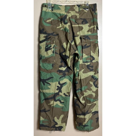 NOS US Military Cold Weather Trousers 1987 Surplus Woodland Camo Cargo M-Long - Picture 2 of 9